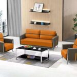 Salon de Bureau - 5 Places similicuir - Bicolore Orange & Gris Salon de Bureau - 5 Places similicuir - Bicolore Orange & Gris Dakar